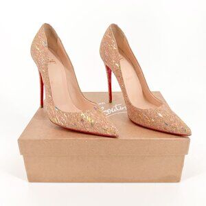 Christian Louboutin So Kate 120 Pump EU 38.5 US 8.5 Beige Cork Pointed High Heel